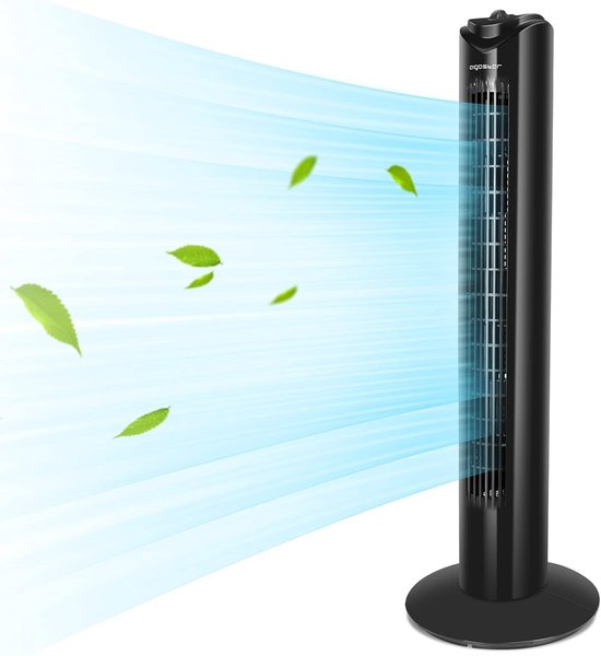 Torenventilator Aigostar 33A5L 45W stil 3 snelheden 85° oscillatie timer zwart 82 cm hoog