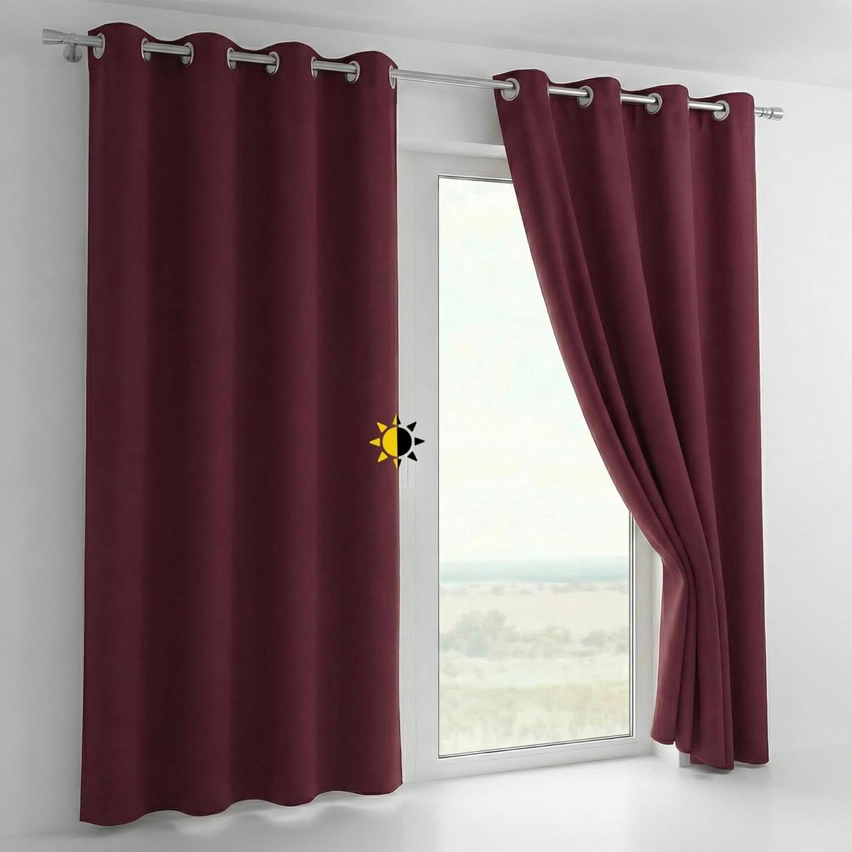 Verduisteringsgordijn met ringen - Blackout gordijn - Slaapkamer donker maken - Ondoorzichtig materiaal - 140 x 175 cm - Bordeaux