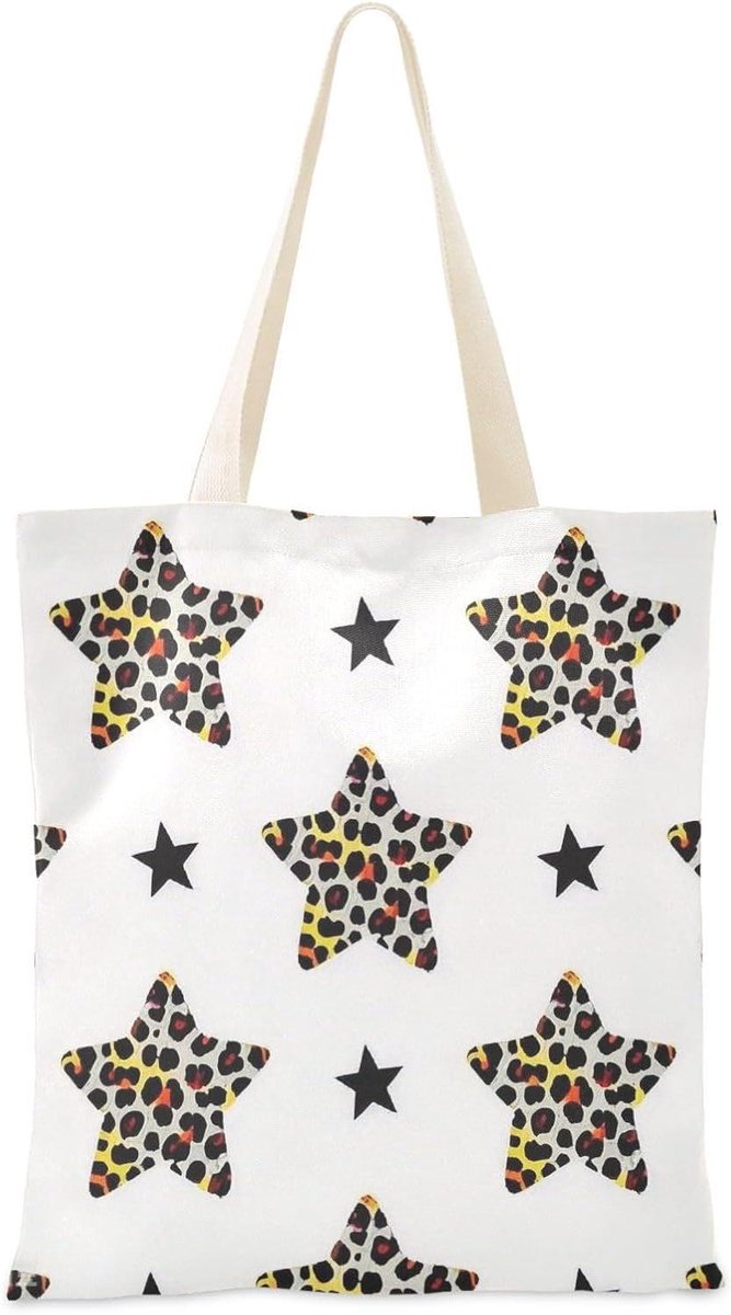 Canvas Draagtas - Stoffen Tas - Dagelijks Gebruik - Modieus Patroon - 38 x 415 cm - Wit Luipaard