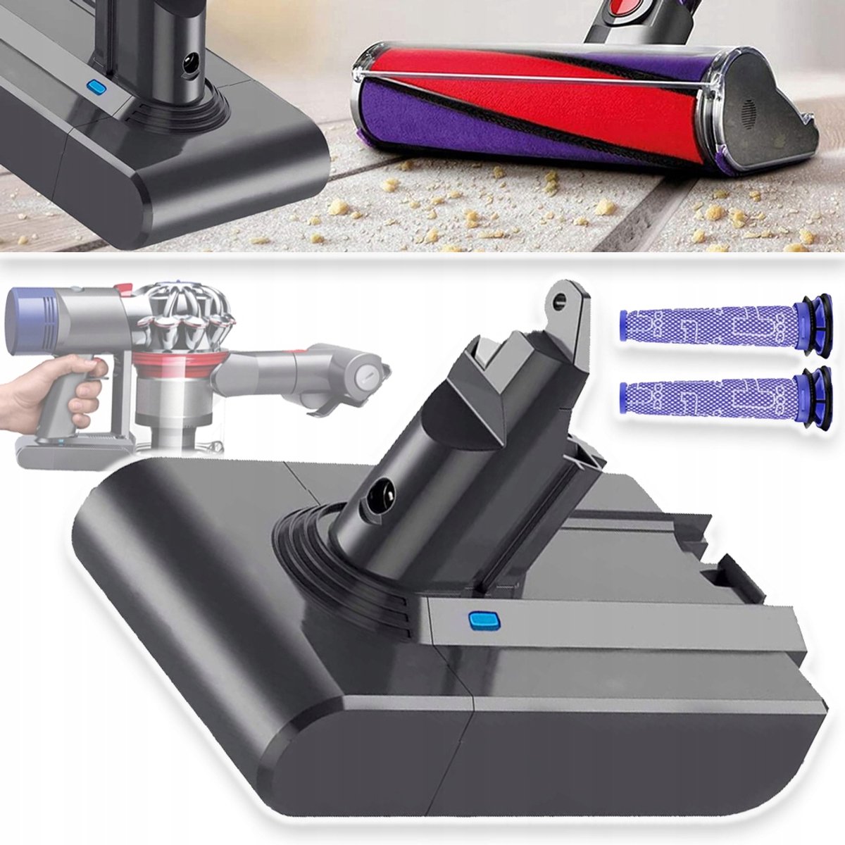 Vervangende Accu Voor Handstofzuiger, Compatibel Met Dyson V6 DC58 DC59 DC61 DC62 DC72 DC74 SV03 SV05 SV06 SV07 SV09 595 650 770 880 - 21,6v Accu's Voor Draadloze Stofzuigers