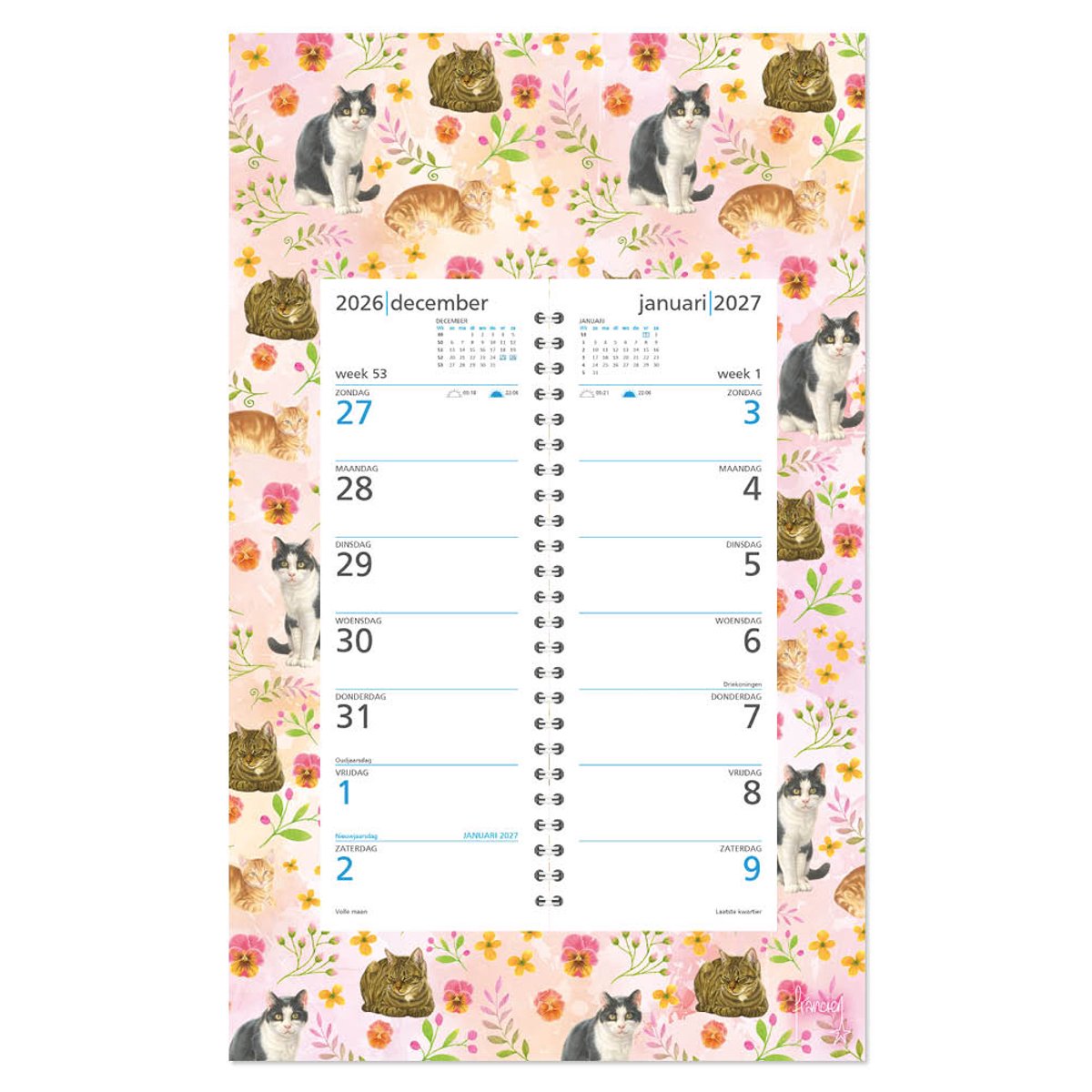 Franciens Katten Weekomleg op schild 2027 Roze Bloemenpracht