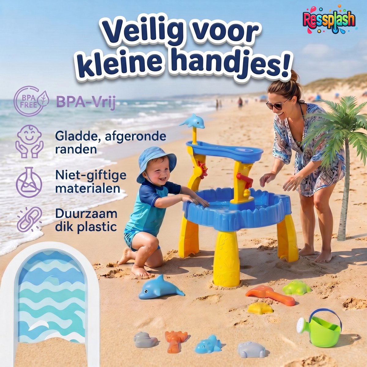 Ressplash® Watertafel - Zandtafel - Speeltafel voor kinderen - Inclusief speelaccessoires - Tuin/buiten — afbeelding 5