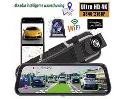 Dashcam Voor Auto - Ultra 4K & 2K - Voor en Achter Camera - Wifi & GPS - 10 Inch met App - ADAS - Dashcams - Nachtzicht - G-Sensor - Met Parkeerbewaking - Incl. 64GB SD-Kaart