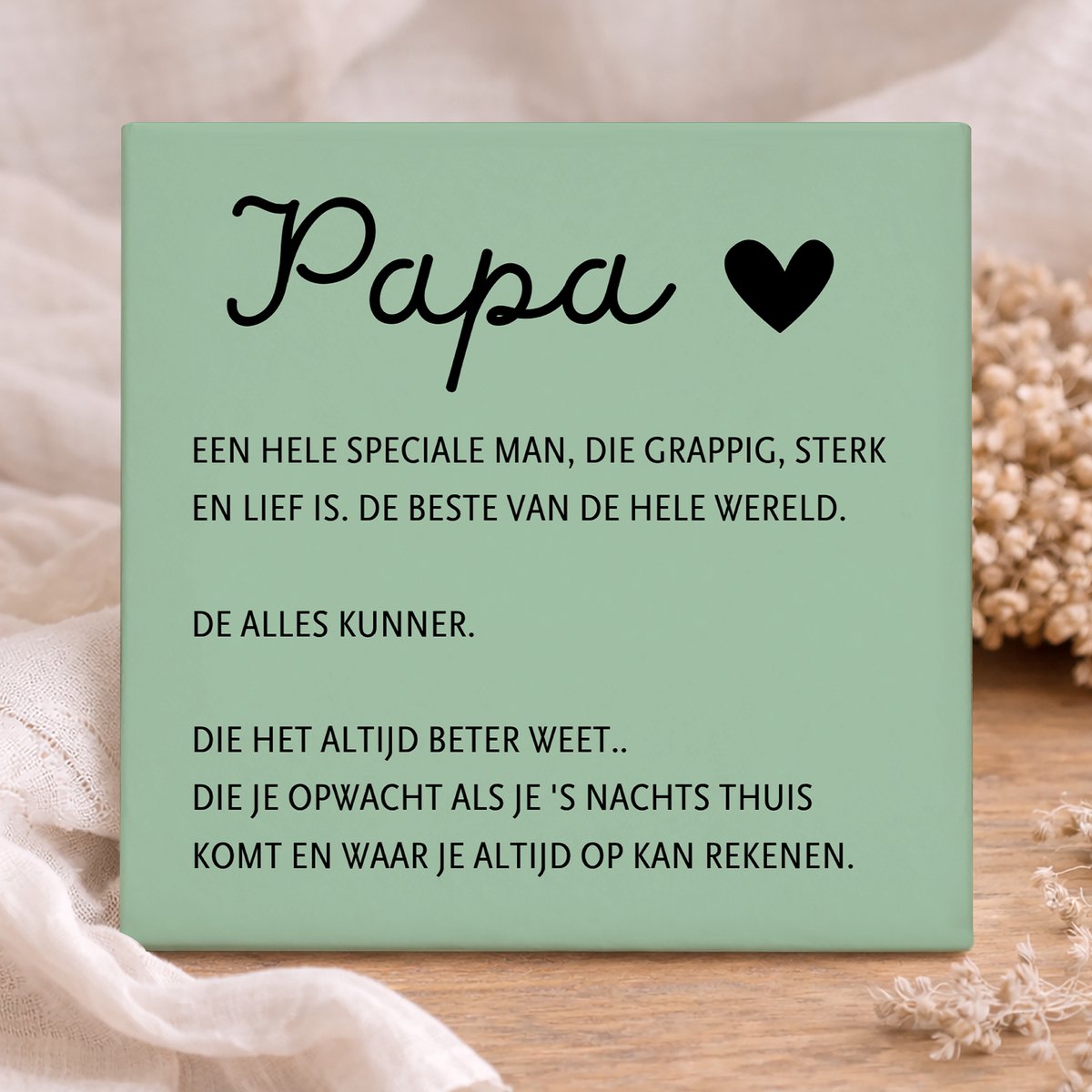 Printazzy - Tegeltjes met Tekst - Papa - Vaderdag Cadeau - Vaderdag Geschenk - Wanddecoratie - Onderzetters voor Glazen - Geschenkset - Mintgroen
