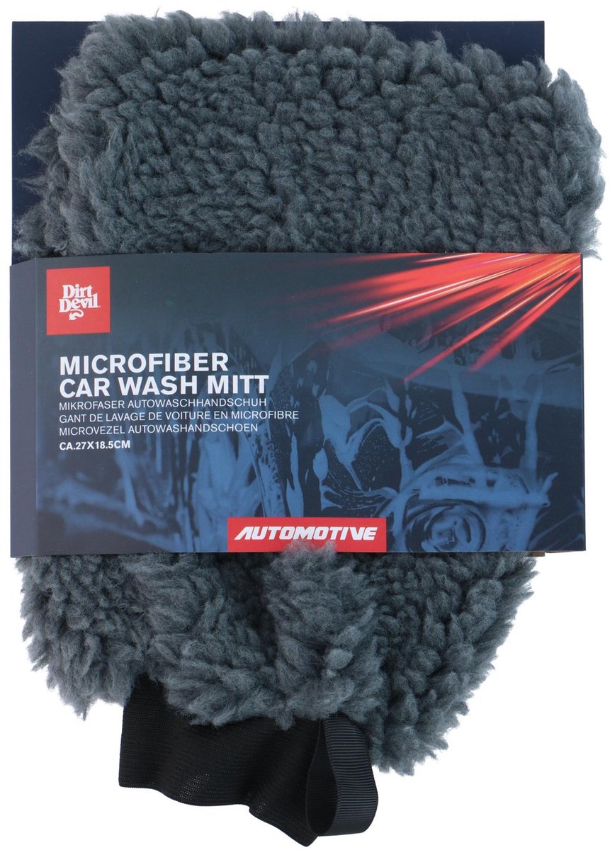 Dirt Devil - Carwash Handschoen - Washandschoen - Microvezel - Auto - Grijs - 270x185 mm