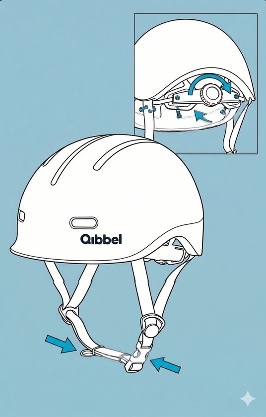 Qibbel Kinderfietshelm XS 45-51 cm - Ocean Blue - Blauw - verstelbaar - EN1078 gecertificeerd - Fietshelm - kinderhelm van Qibbel — afbeelding 5