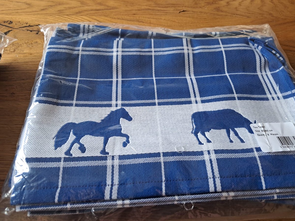 Rebalife, 6 x theedoek, farmlife, blauw, 60 x 60 cm.