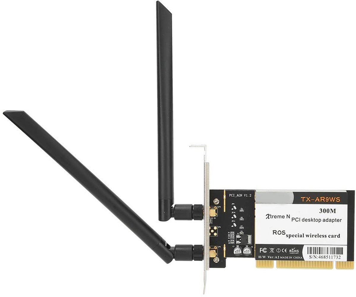 PCIe wifi-kaart 300 Mbps draadloze wifi-netwerkkaart met 2 antennes 802.11b/g/n TX-AR9WS AR9220 voor WIN XP/WIN7/WIN8/WIN10 - ondersteuning voor gedeelde wifi .