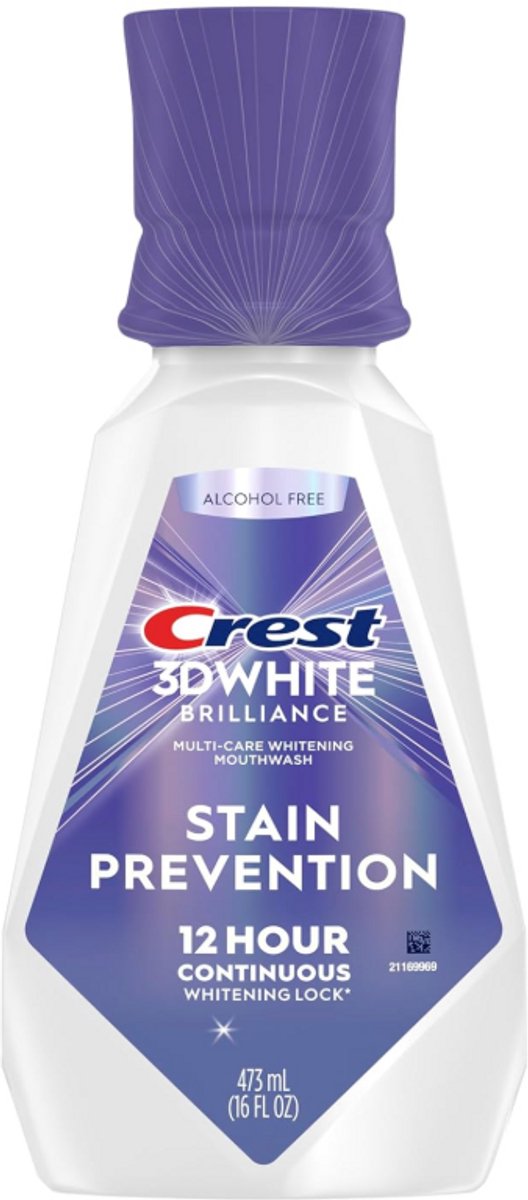 Crest 3D White Brilliance Mondwater 473 ml - Alcoholvrij - 12 Uur Vlekbescherming