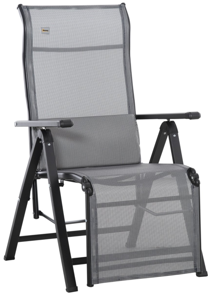 Opklapbare ligstoel - Tuinstoel - Metaal - Zero Gravity relaxstoel - Verstelbare rugleuning in 9 standen - Maximaal draagvermogen 150 kg - Geschikt voor tuinen, balkons, stranden en campings - Strandstoel en ligstoel - Grijs