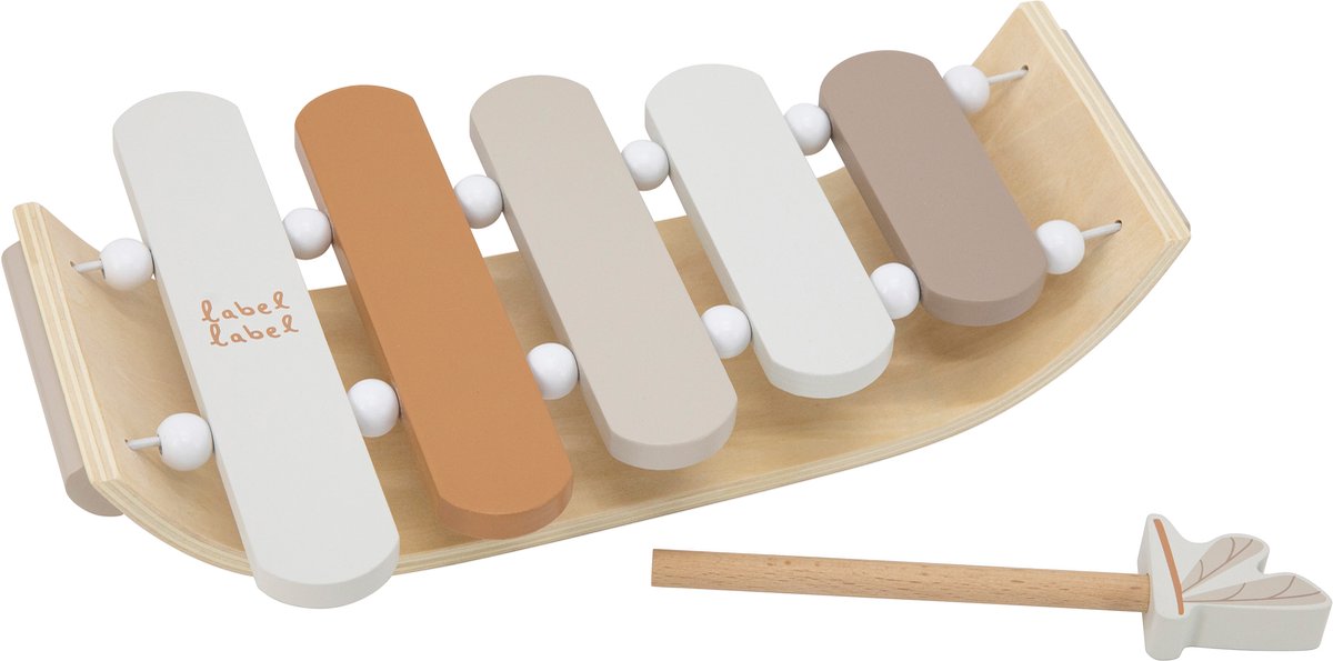Label Label Xylophone Nougat - Houten Muziekinstrument - Xylofoon met Stokje - Stimuleert Muzikaliteit en Motoriek - Vanaf 12 Maanden Nougat