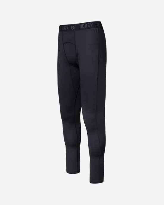 Legging thermique capri noir avec logo Robey, debout.