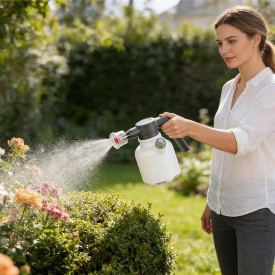 Elektrische Schuimsproeier - Luchtdrukspuit - Auto Wassen - Zelfaanzuigend Oplaadbaar - 2 Liter - Wit — afbeelding 5
