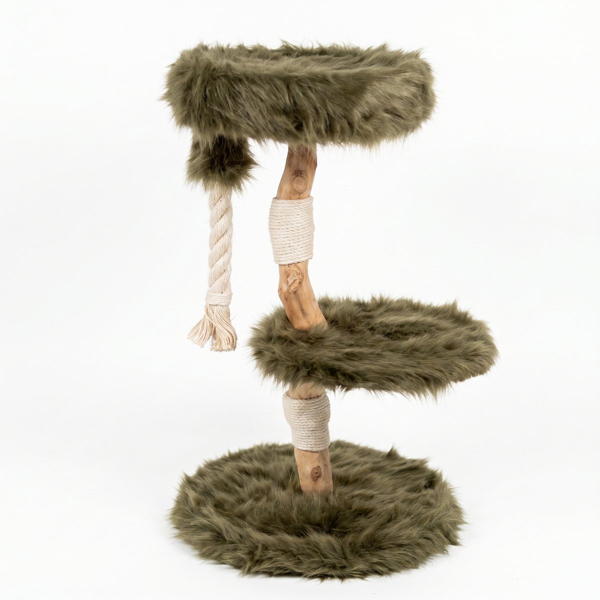 RHRQuality Krabpaal - Furry Bengaal – 85 cm Hoog – Met 2 sisalpalen – Forest Green