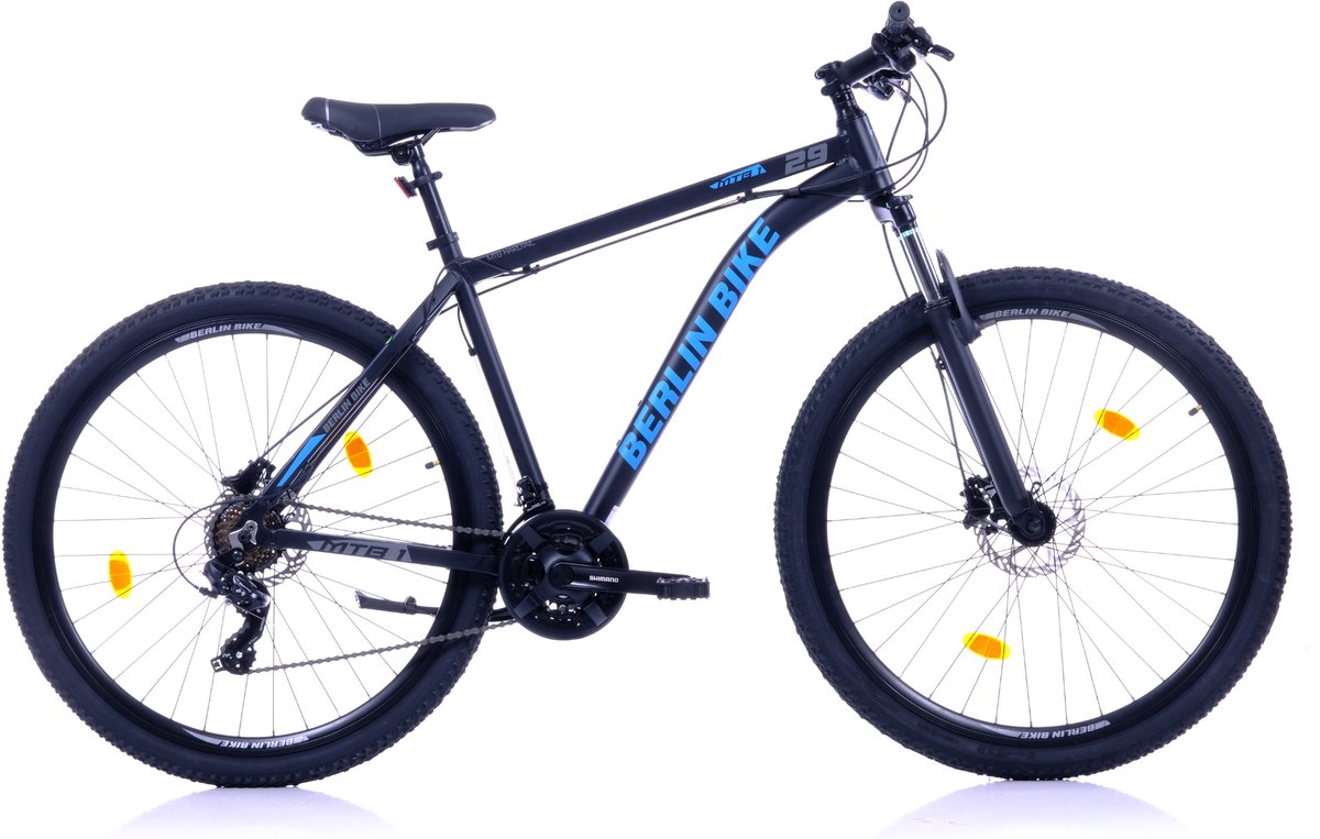 Berlin Bike MTB - Mountainbike 29 inch - 21 versnellingen Shimano - Framemaat: 51 cm - Zwart/Blauw