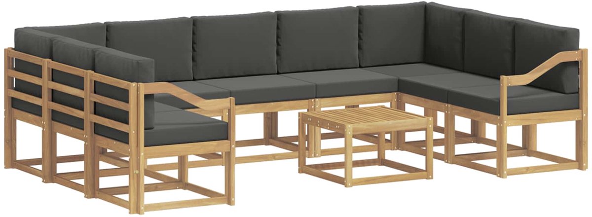 vidaXL Buiten - bank - set - 10 - st - 9-zits - Wit - en - antracietkleurig - Polyester Wit en antracietkleurig