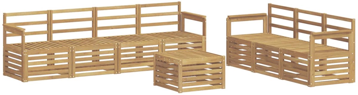 vidaXL Sofa-Sets - 8 - st - 7-zits - Wit - Massief - Acacia - Hout