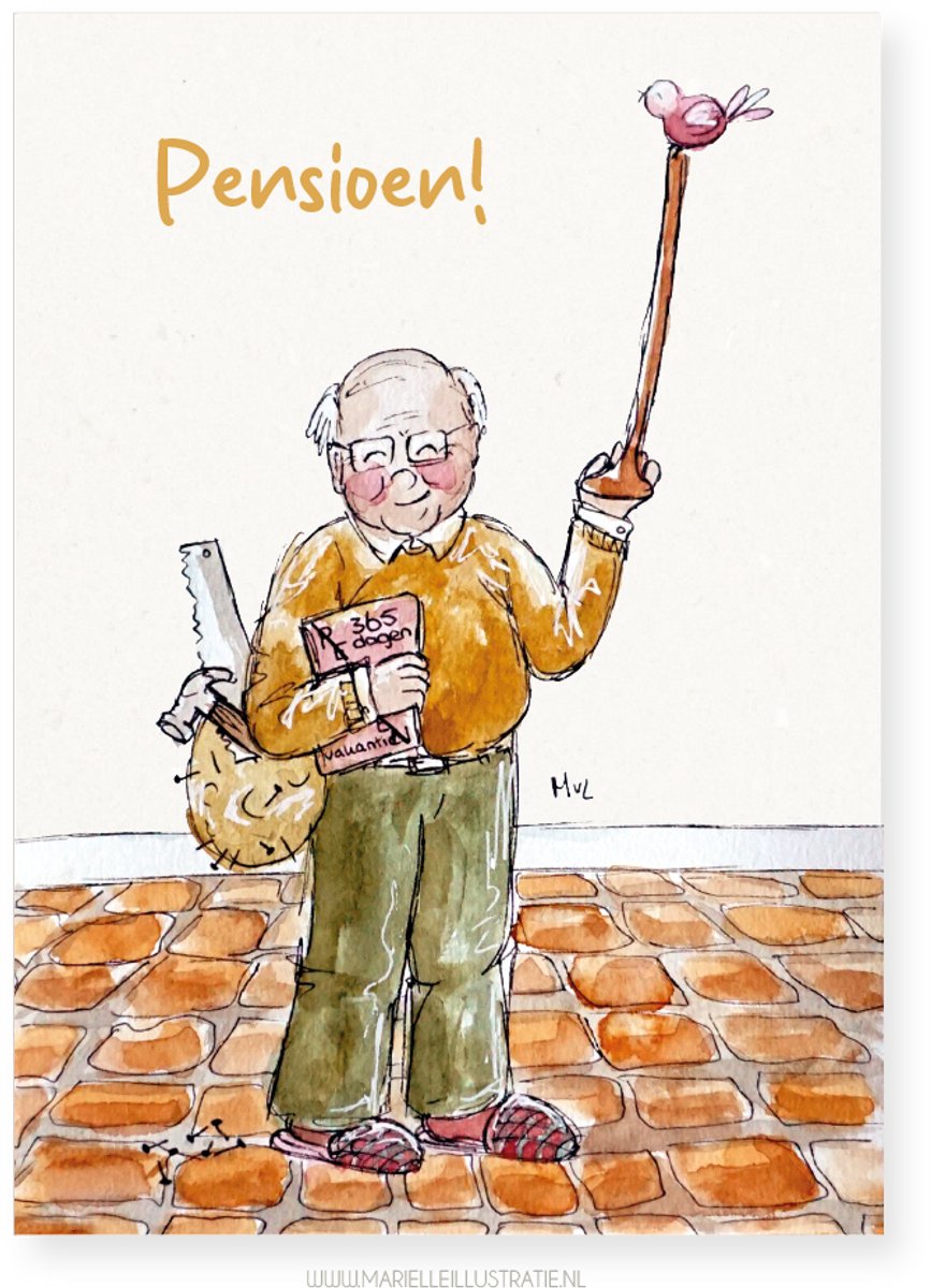 pensioen man, wenskaart 10x15cm