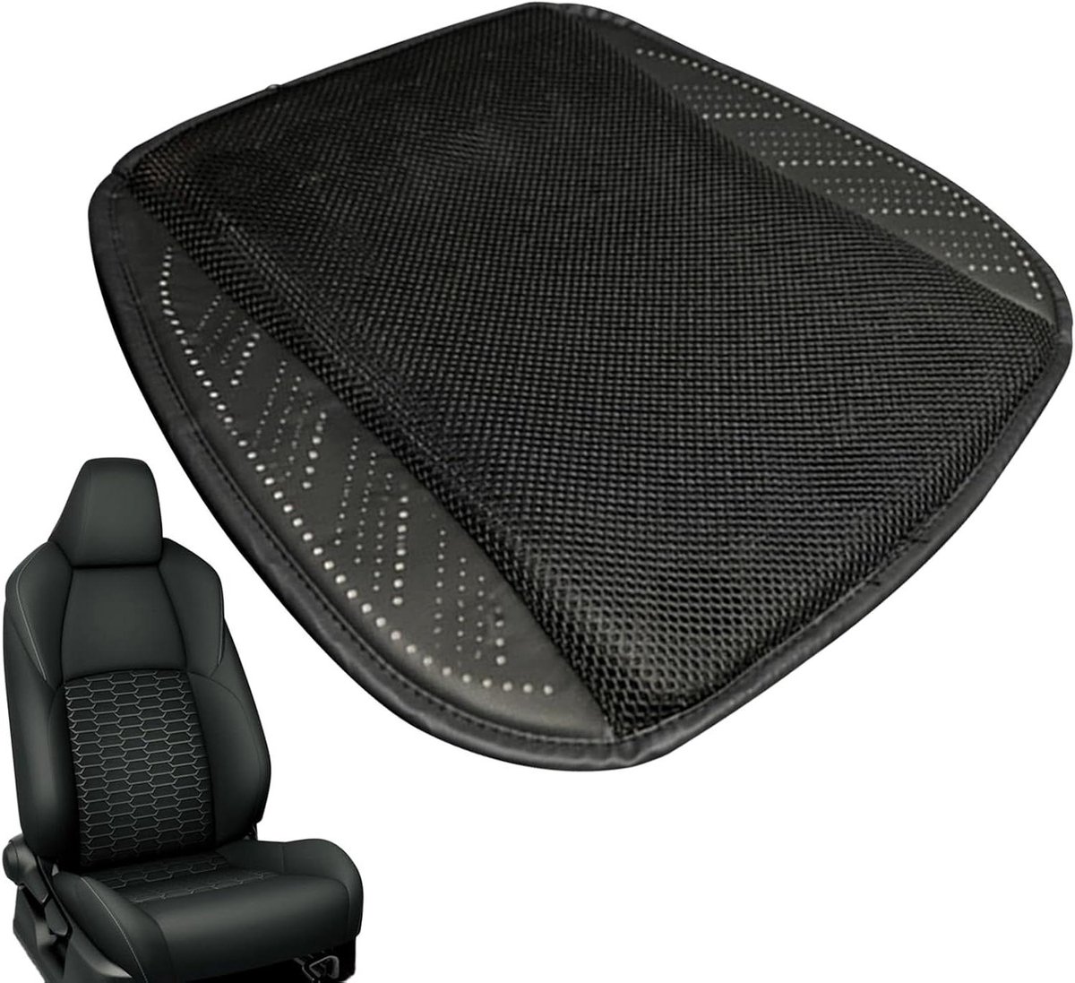 Autostoelkussen - Ventilatiekussen - Comfortabel Zitten - 3 standen koeling - 43 x 43 cm - Zwart