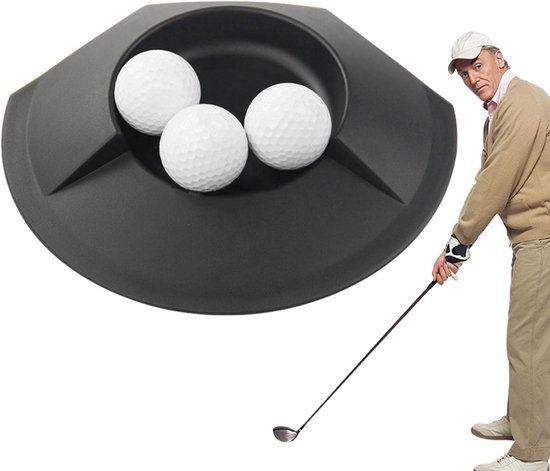 Golf Oefenbeker - Putting Cup - Putting Oefenen - Verhoogde Rand Ontwerp - 23 x 19.3 x 2 cm - Zwart van GOLF — afbeelding 5
