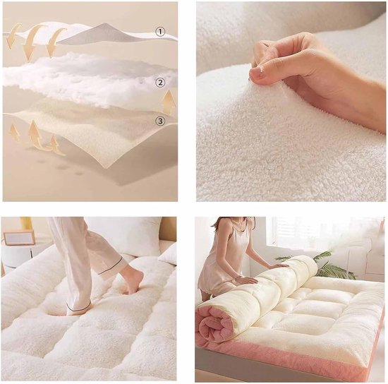 Japanse Futon Matras - Opvouwbaar Beddengoed - Comfortabel Slapen - Dubbele Lamswol Vulling - 90 x 190 cm - Blauw — afbeelding 5