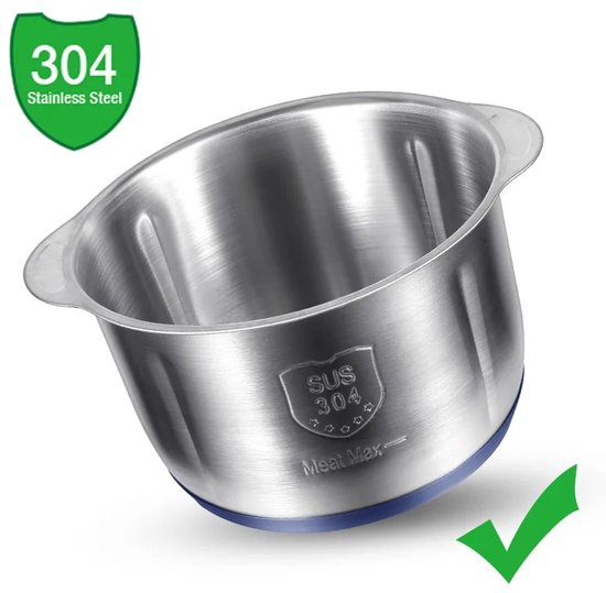 Elektrische hakmolen 5 liter roestvrij staal - 500W motor - 6 messen - 5 snelheden - groentesnijder en vleesmolen voor vlees - fruit - noten en bonen - keukenmachine - blauw — afbeelding 3
