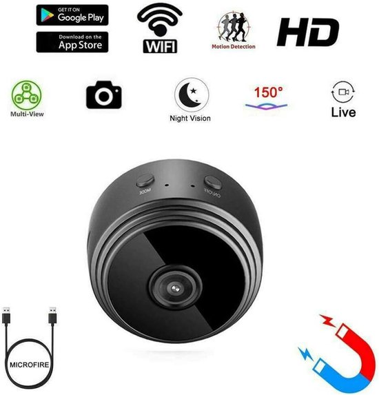 Mini Camera - Beveiligingscamera HD - Thuis Bewaken - Sterke Magneet - 1080P Resolutie - Zwart — afbeelding 5