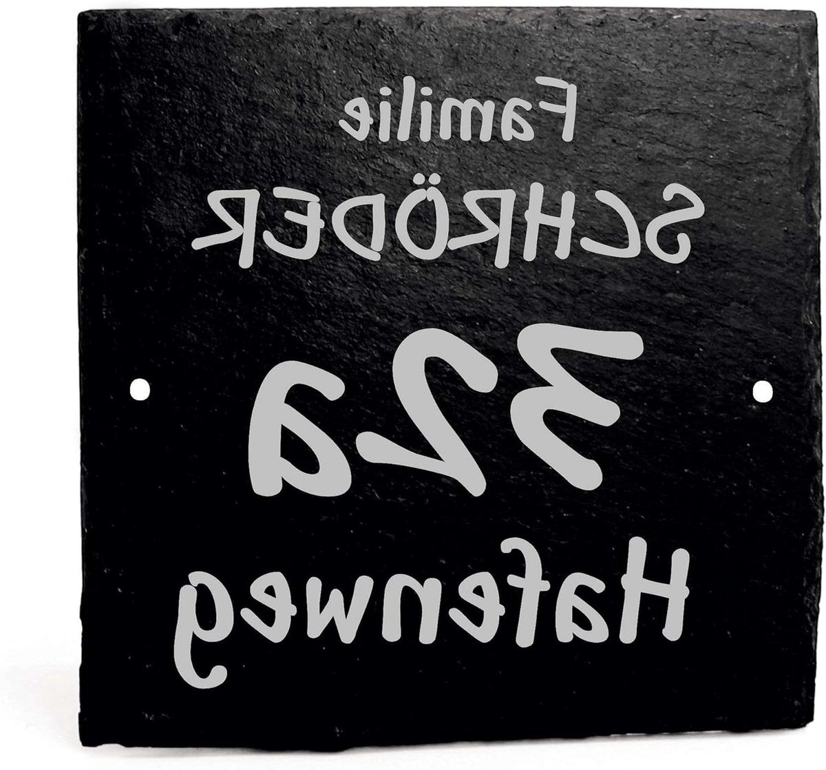 Decoratief Leistenen Bord - Gegraveerd Naambord - Huisnummer Bepalen - Lasergegraveerde Tekst - 11 x 11 cm - Zwart