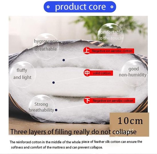 Japanse Futon Matras - Vloermat Gastenmatras - Comfortabel Slapen - Hoogwaardige Polyester Vulling - 120x200 cm - Grijs — afbeelding 5