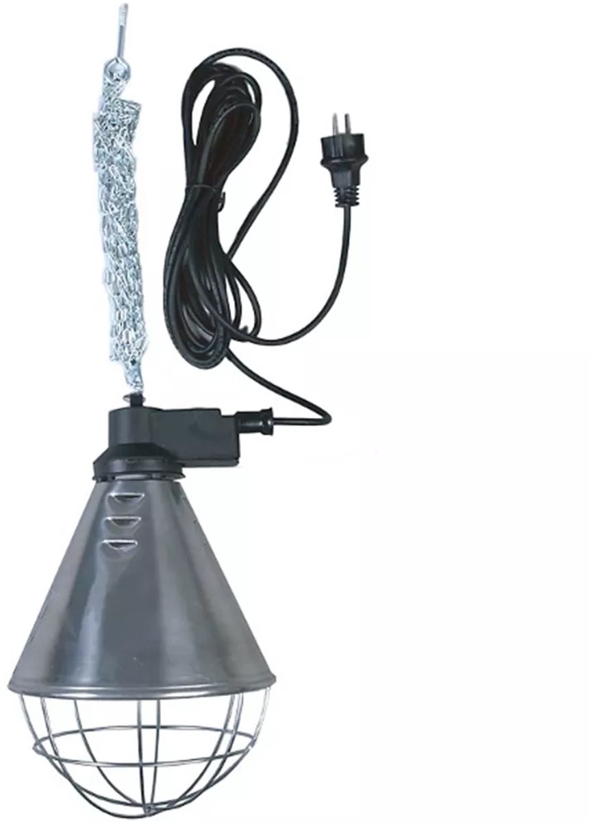 Lampenkap compleet - Heater voor dieren - hitte lamp - 8 luchtgaten - exclusief lamp - 175 Watt -5 meter snoer - zilver