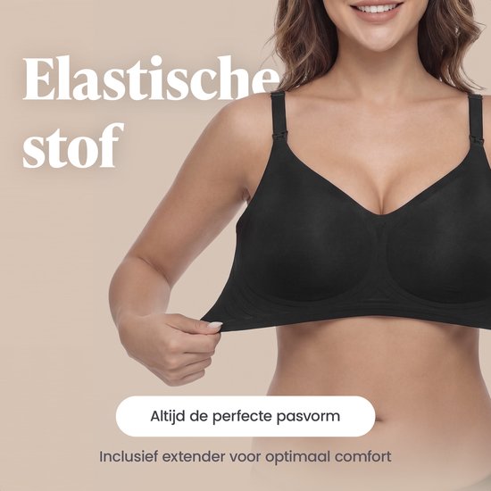 Evite Seamless Voedingsbh - Naadloze Borstvoedingsbh - Zwangerschapsbh - Met Extender & Zonder Beugel - Slaapbh - Comfort - Silk Rose - Maat XL