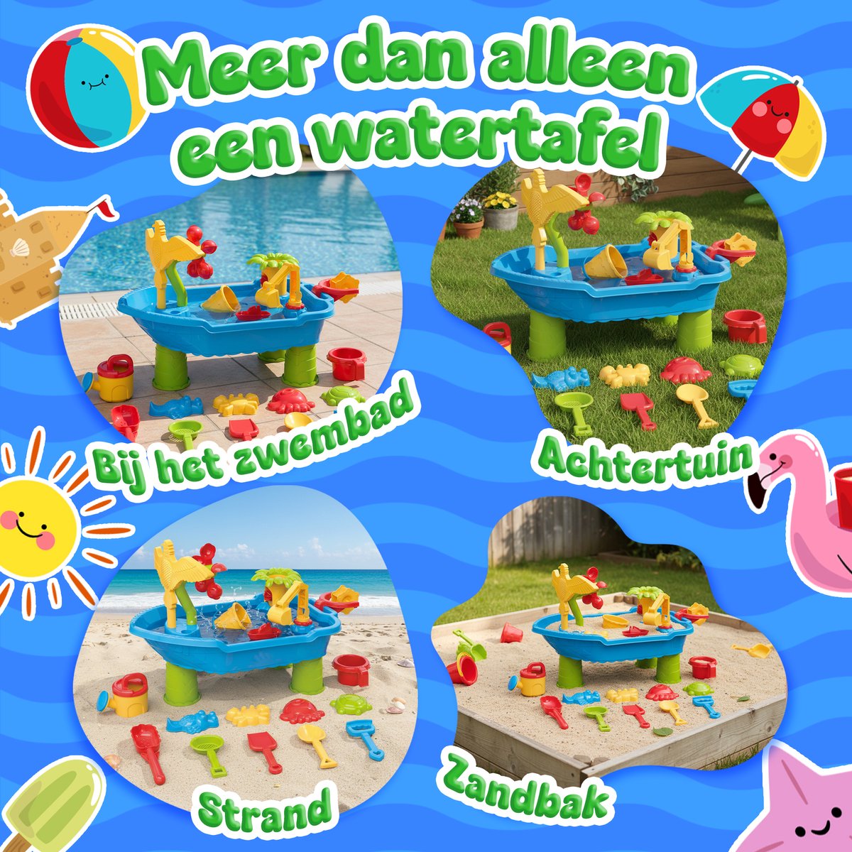 KidzKraze® Watertafel M - Buitenspeelgoed – Watertafel - Sensorisch Speelgoed - Activiteiten Tafel – Waterbaan - Zandtafel Voor Kinderen - Waterspeeltafel Speelgoed - Incl. Accessoires — afbeelding 6