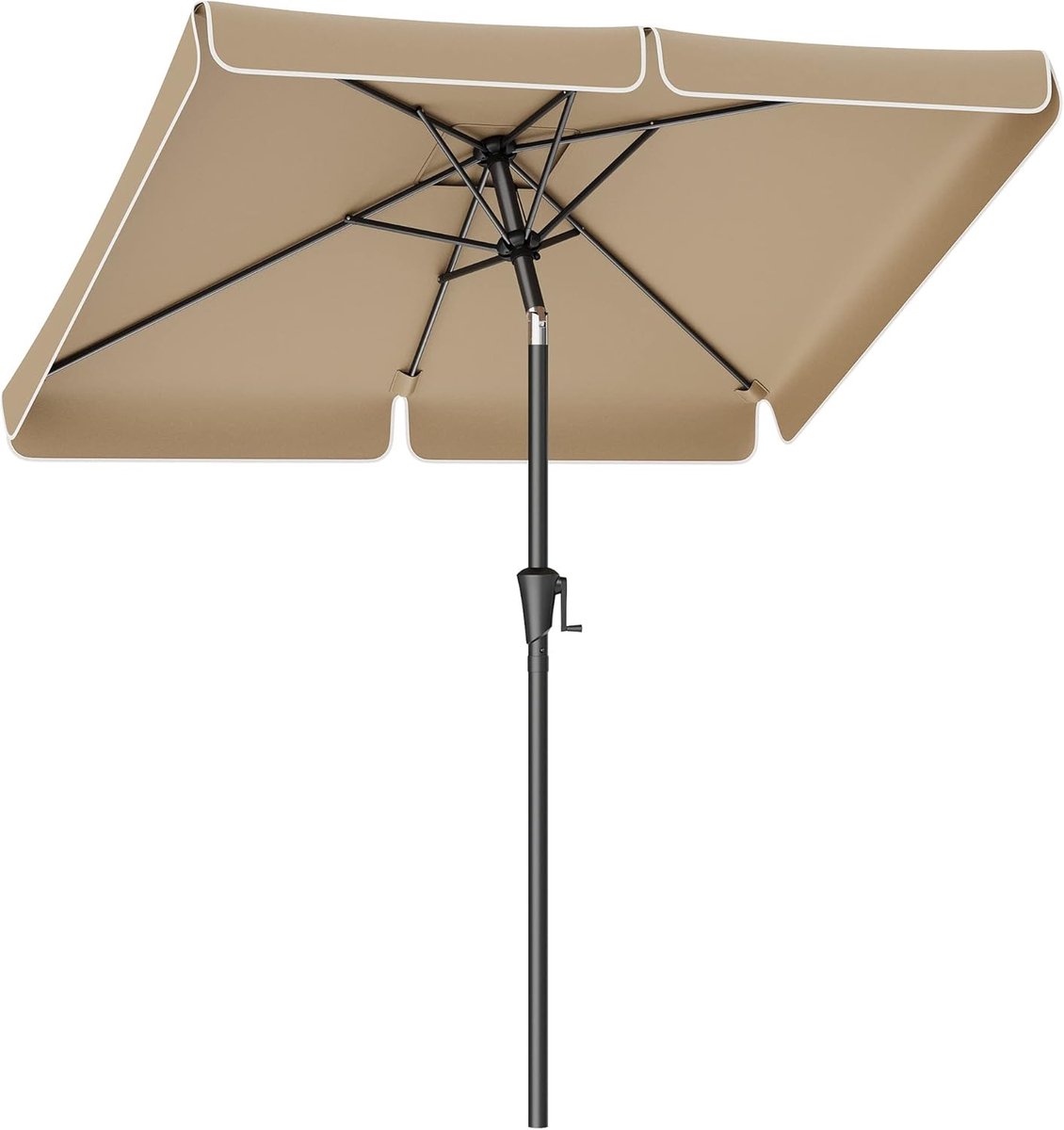 SONGMICS Parasol 200 x 150 cm, rechthoekige balkonparasol, zonwering UPF 50+, aan beide zijden 30° buigbaar, voor tuin, terras, zonder voet, taupe GPU048K01