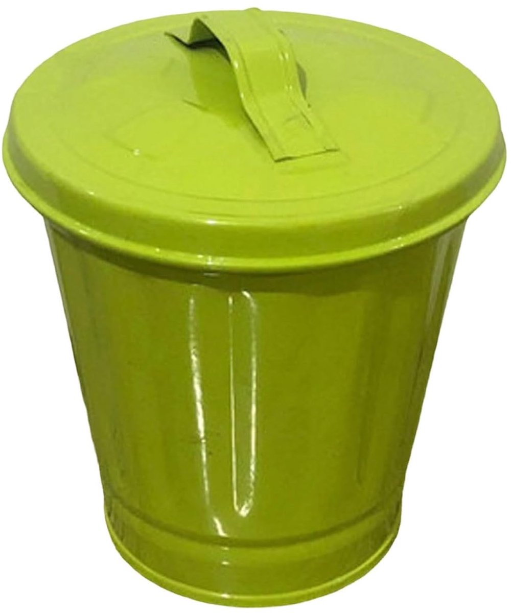 Kleine tafelafvalemmer met deksel, geel, herbruikbaar, voor keukenafval (groen, 6 x 9,5 cm)