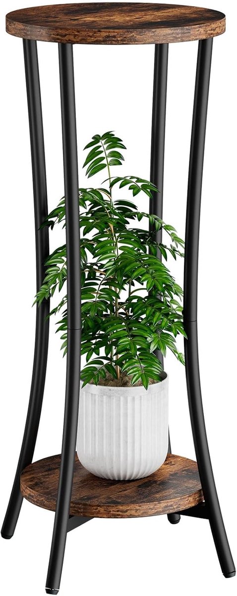 Famanu - Metalen plantenstandaard 70 × 30 cm, 2-traps bloempotstandaard, bronskleurig