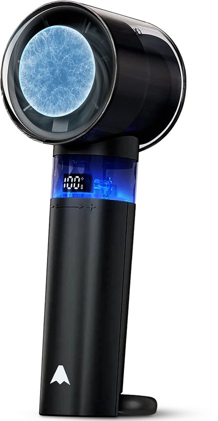 Polarex Handventilator Zwart – Draagbare Mini Ventilator met Koelplaat, 100 Snelheden, USB Oplaadbaar, 3000mAh Batterij, Display