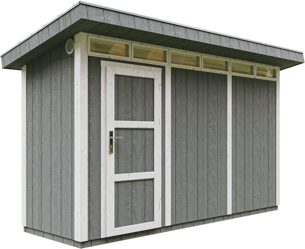Bol.com Timbela M902-CAVERN STEEL - LP SmartSide Tuinhuis op houtbasis - 4 m² - 161xL412xH239 cm - met vloer en verf aanbieding