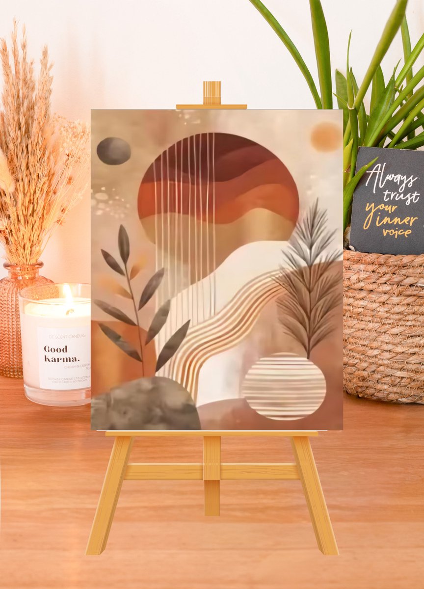 MET FRAME - Paint by numbers – schilderen op nummer – DIY decoratie – Abstract landschap – Earth Rhythm I — afbeelding 2