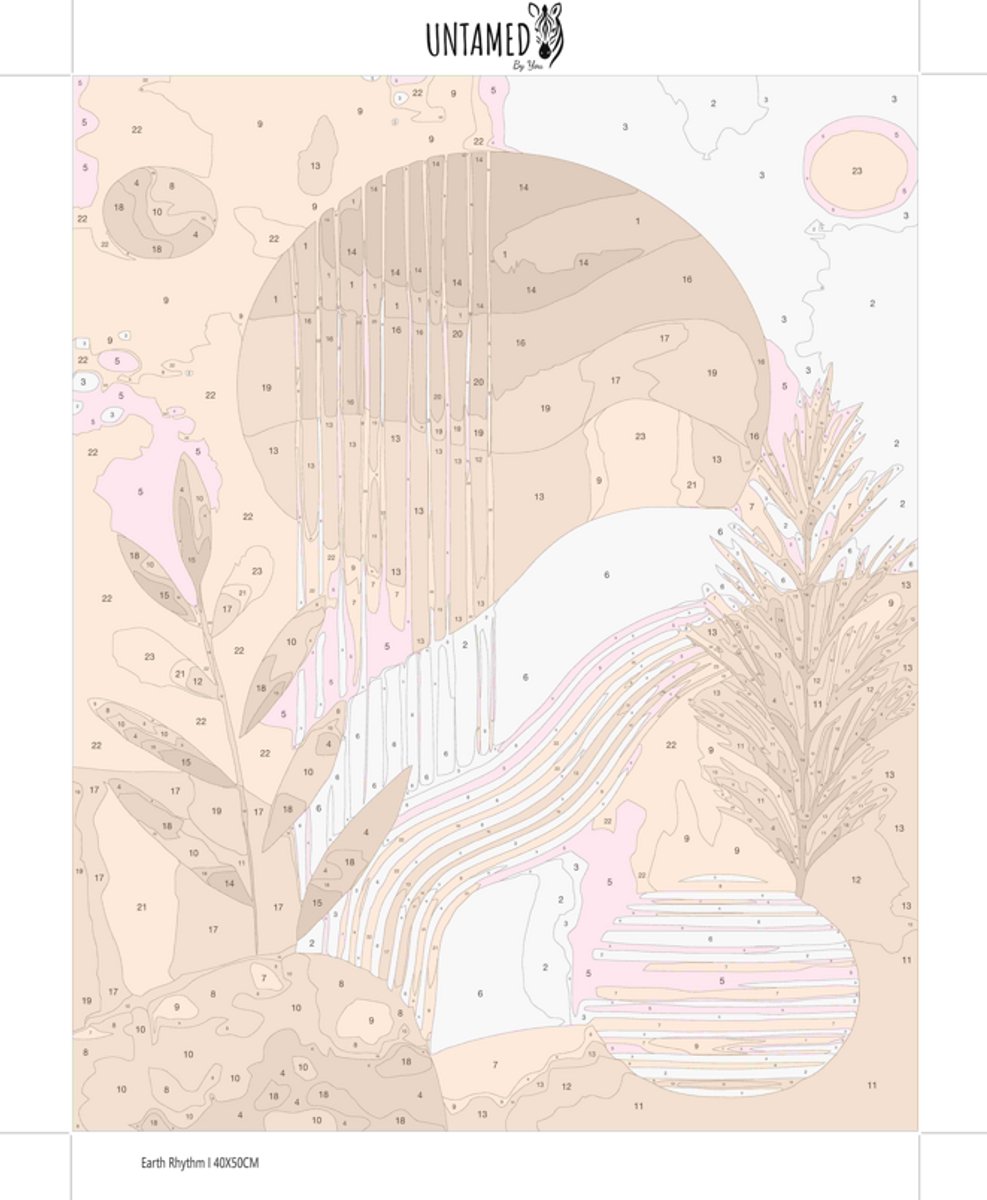 MET FRAME - Paint by numbers – schilderen op nummer – DIY decoratie – Abstract landschap – Earth Rhythm I — afbeelding 7