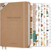 Systemyze Bullet Journal – Carnet de notes A5 – Journal Notebook – Couverture rigide en cuir végétalien – Taupe