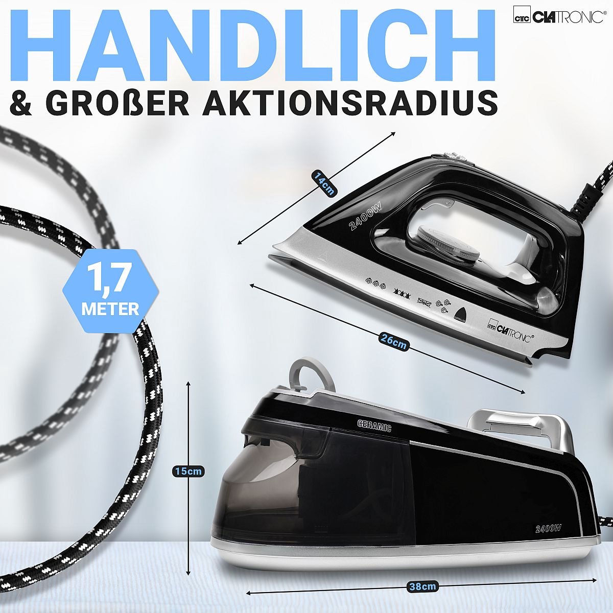 Clatronic DBS 3749 - Stoomstrijkstation met stoomstrijkijzer - 3.5Bar -1,2Liter — afbeelding 5