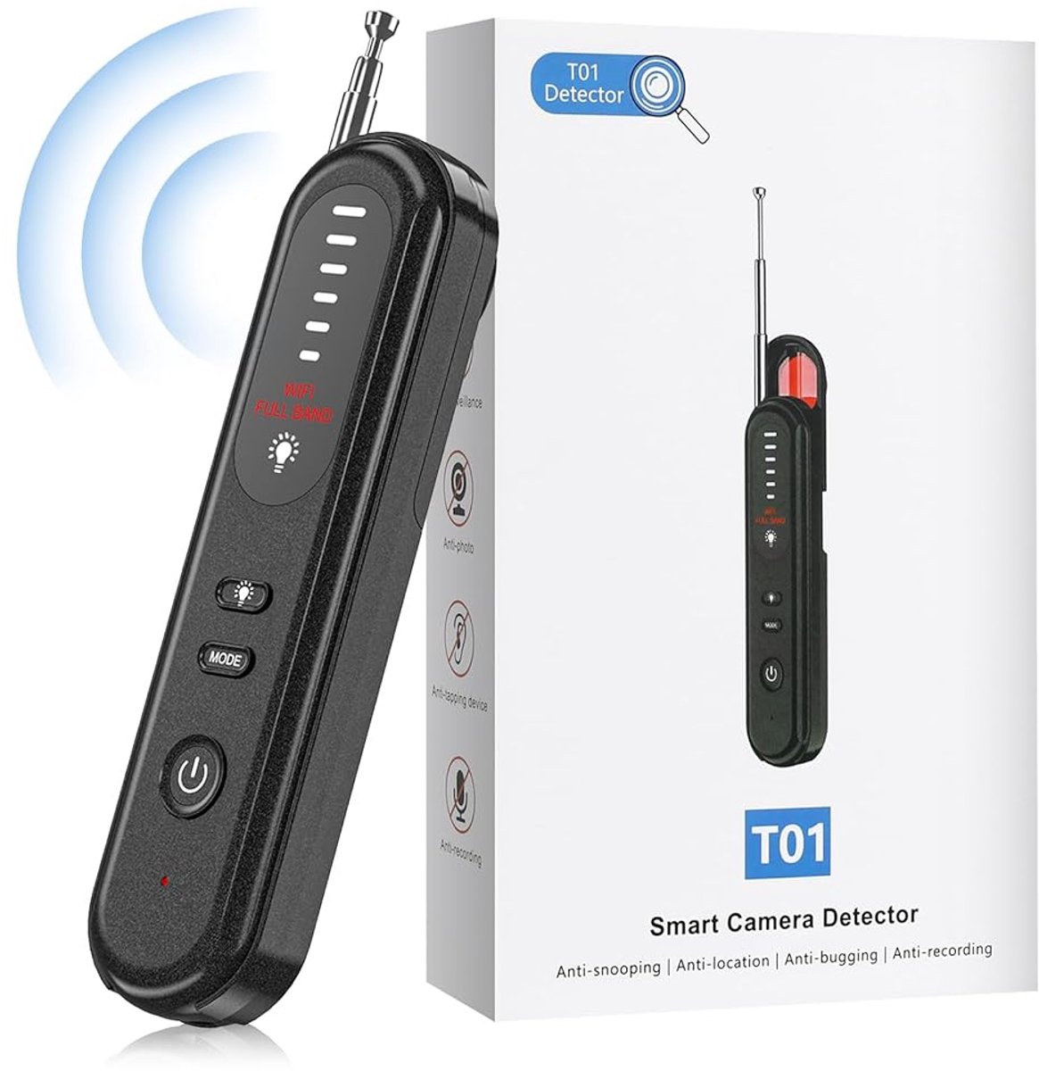 4-in-1 Verborgen Camera Detector - Anti Spy Detector - Detectie apparaat - GPS Tracker Detector - RF Signaaldetector - Draadloos signaalapparaat - 6 Gevoeligheidsniveaus