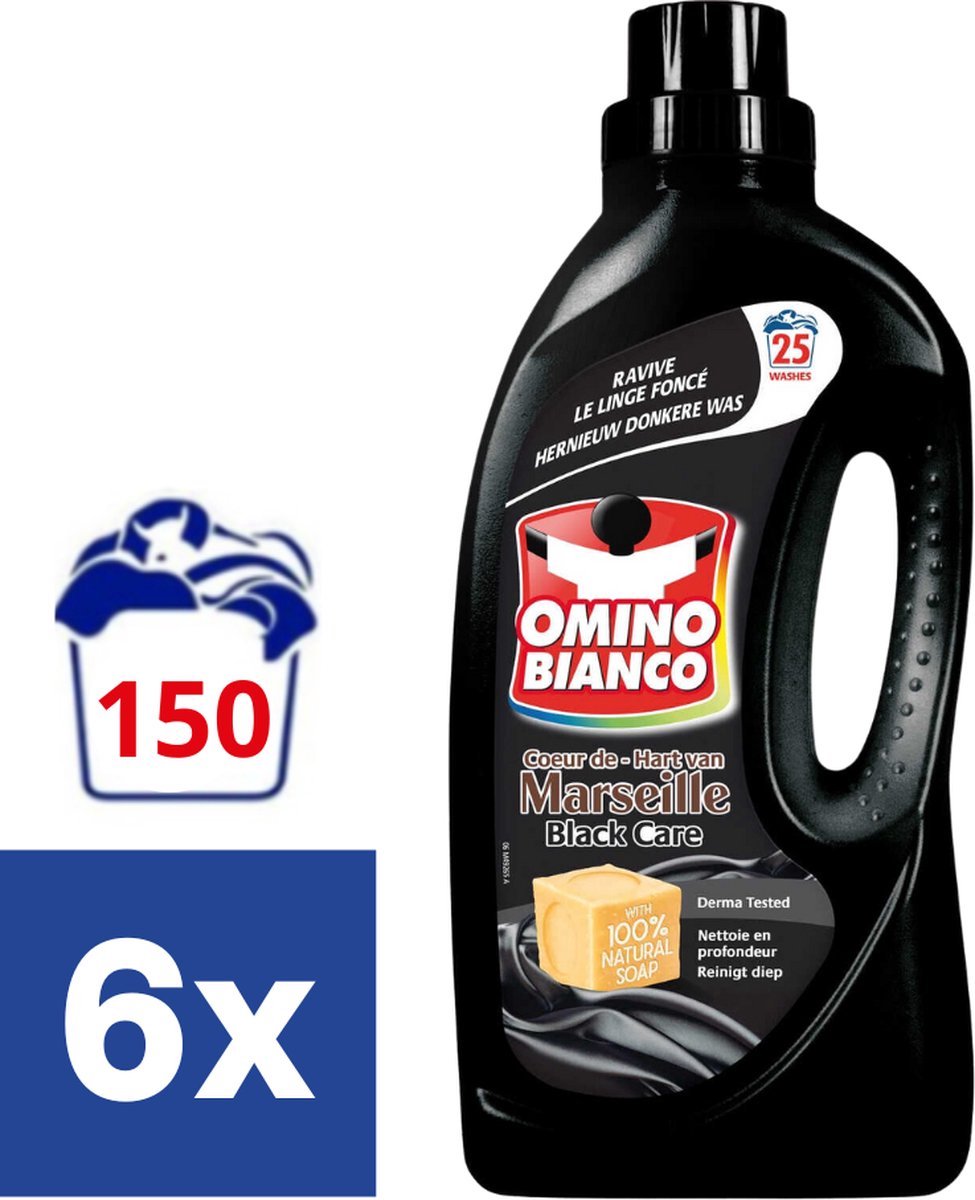 Omino Bianco Vloeibaar Wasmiddel Black Care - 6 x 1.5 l (150 wasbeurten)