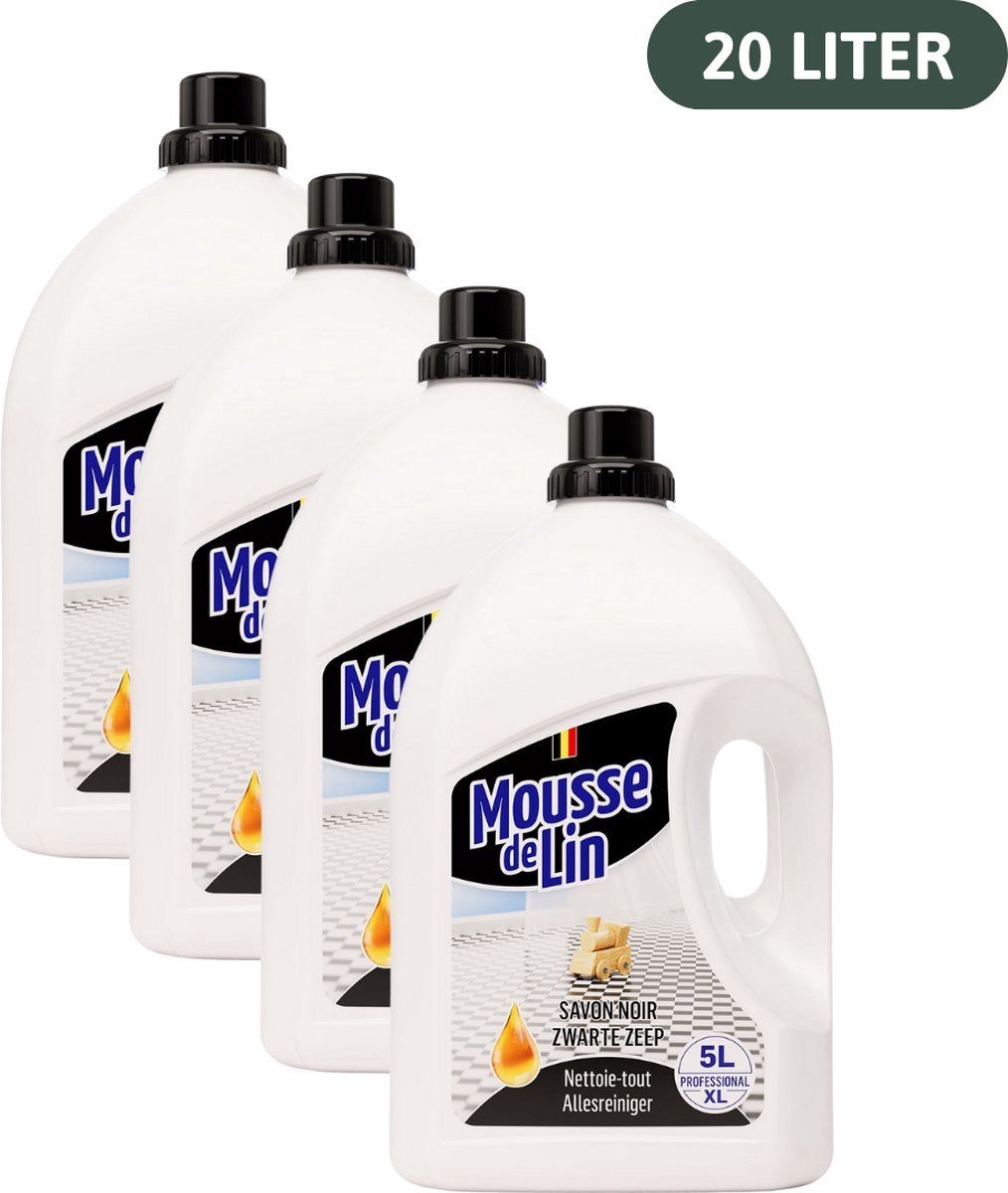 Mousse de Lin Zwarte zeep allesreiniger - 4 x 5L
