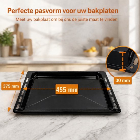 ICQN Bakplaat en Rooster Set voor Oven- 455x375x30 mm