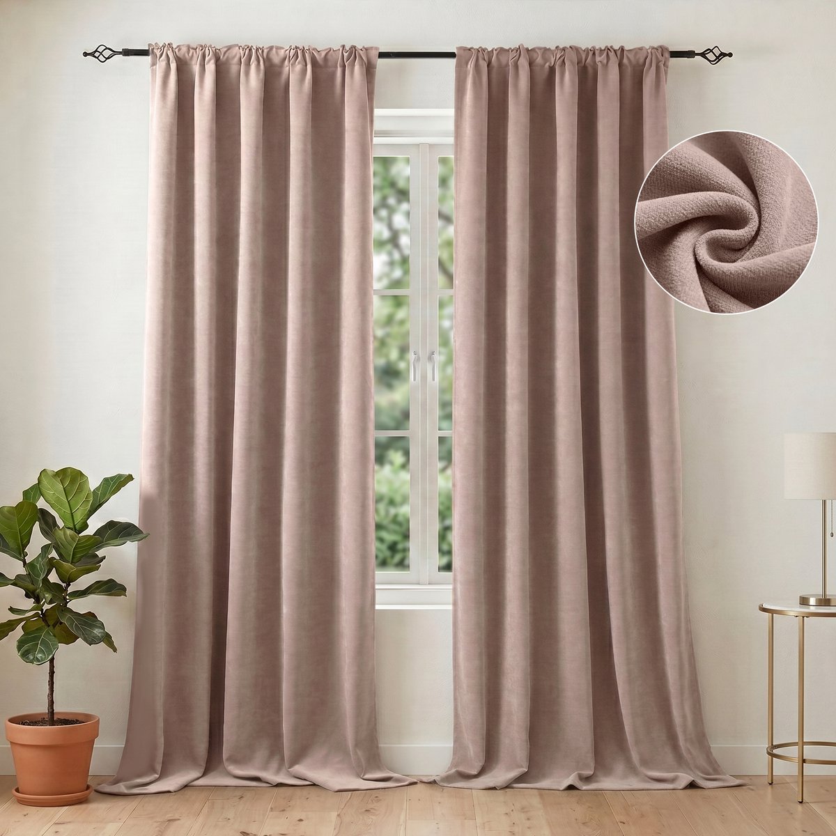 Qelus UltraZware Chenille Verduisterende Gordijn (2-panelen kant-en-klaar set) - 132x274cm - Thermisch Isolerend - Dubbelzijdige 510GSM Stof