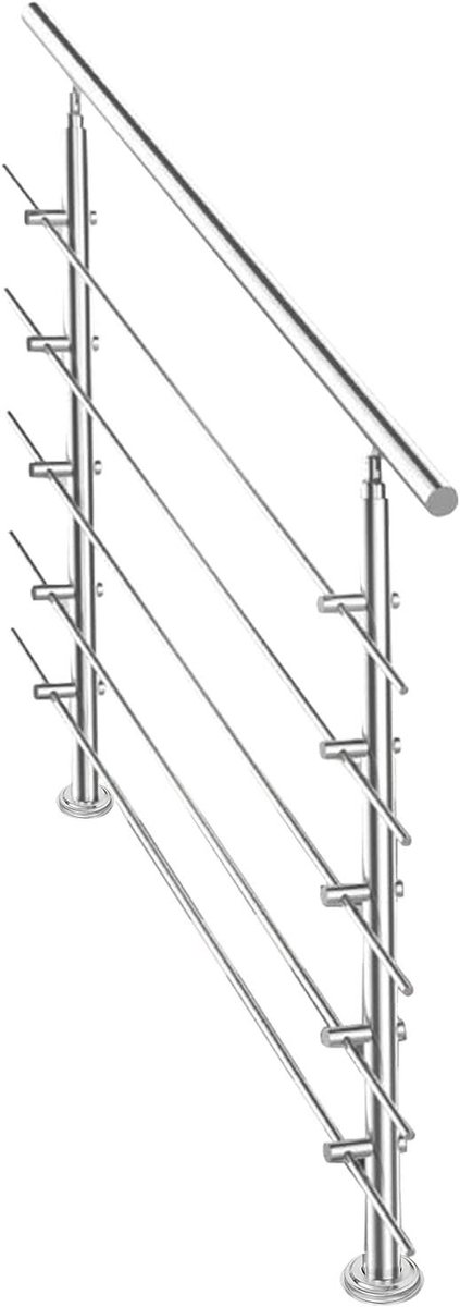 Roestvrijstalen Leuning - Trapleuning Balustrade - Veilige Trapafgang - Instelbare Hoek - 160 cm Lengte - Zilverkleurig