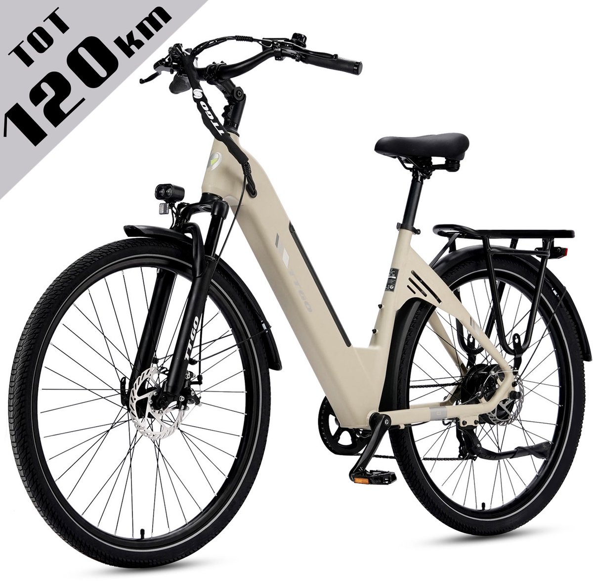 Elektrische Fiets TTGO C3 - 36V 18AH Accu - Actieradius Tot 120 Km - Aluminium Lage Instapframe - 28×2.0 Inch Wielen - Shimano 7 Versnellingen - Mechanische Schijfremmen - LCD Display - Elektrische Stadsfiets - Geel