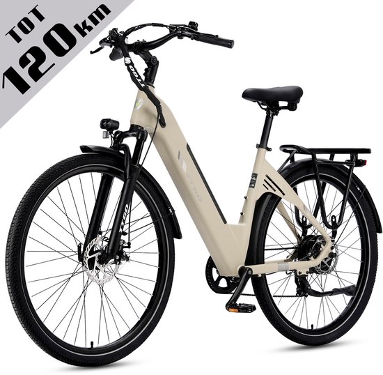 Elektrische Fiets TTGO C3 - 36V 18AH Accu - Actieradius Tot 120 Km - Aluminium Lage Instapframe - 28×2.0 Inch Wielen - Shimano 7 Versnellingen - Mechanische Schijfremmen - LCD Display - Elektrische Stadsfiets - Geel