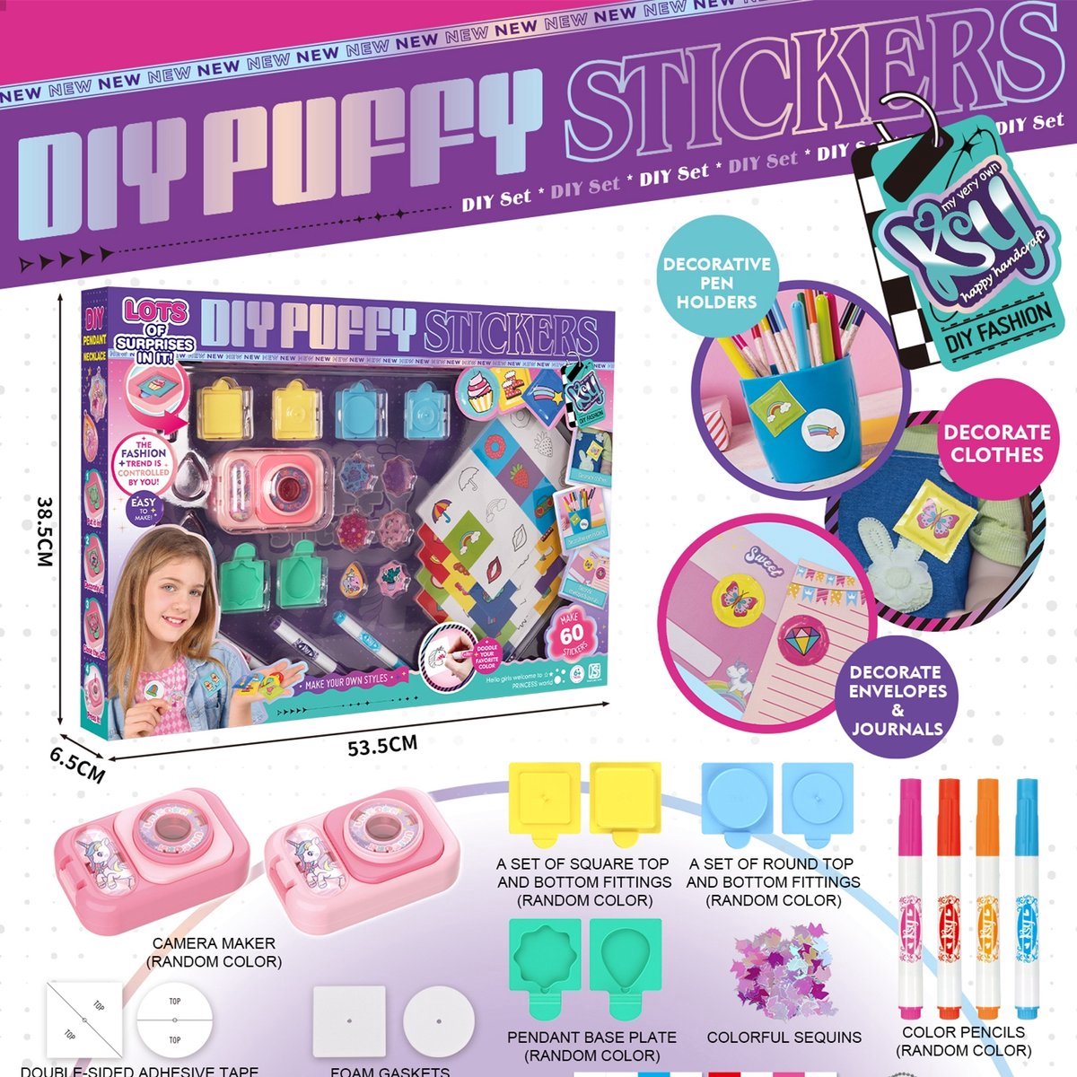 Stickerkit voor kinderen Maak je eigen 60 3D stickers Maak zelf nog meer 3D stickers geschikt voor kinderen van 6 tot 10 jaar, jongens en meisjes van 8 tot 12 jaar, als cadeau, verjaardagscadeau of beloning voor in de klas.